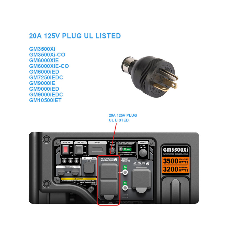 Load image into Gallery viewer, GENMAX NEMA 6-20P Straight Blade Replacement Plug Connector, Male Extension Cord Ends, 20 Amp, 250 Volt, 2 Pole, 3 Wire Grounding, Industrial Grade, Heavy Duty, UL Listed, Black (Pack of 1)
