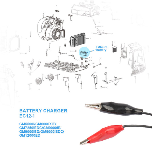 SIYUAN 12 Volt 2 Amp output Class 2 Battery Charger EC12 for GENMAX Generator GM5500i GM6000XiE GM7250iEDC GM9000iE GM9000iED GM9000iEDC GM12000ED  Various Models UL & CSA Listed Power Cord 
