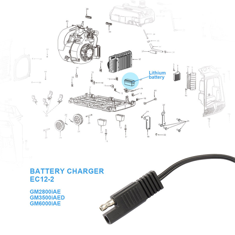 Load image into Gallery viewer, SIYUAN 12 Volt 2 Amp output Class 2 Battery Charger EC12 for GENMAX Generator GM2800iAE/GM3500iAED/MXR3500S/GM6000iED Various Models UL &amp; CSA Listed Power Cord 
