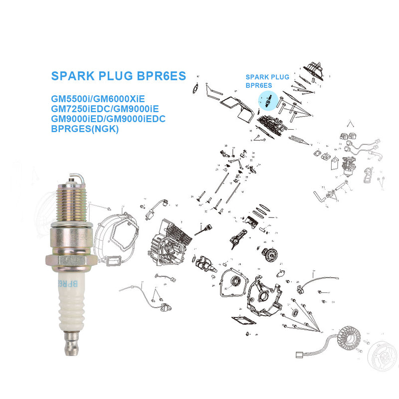 Load image into Gallery viewer, NGK BPR6ES SPARK PLUG Replacement for 312 CC 459CC 4-Strock OHV GENMAX Engine Generators GM5500i MXR5500 GM6000XiE GM6000iED GM7250iEDC GM9000iE GM9000iED &amp; Other Small Engines (Pack of 1)
