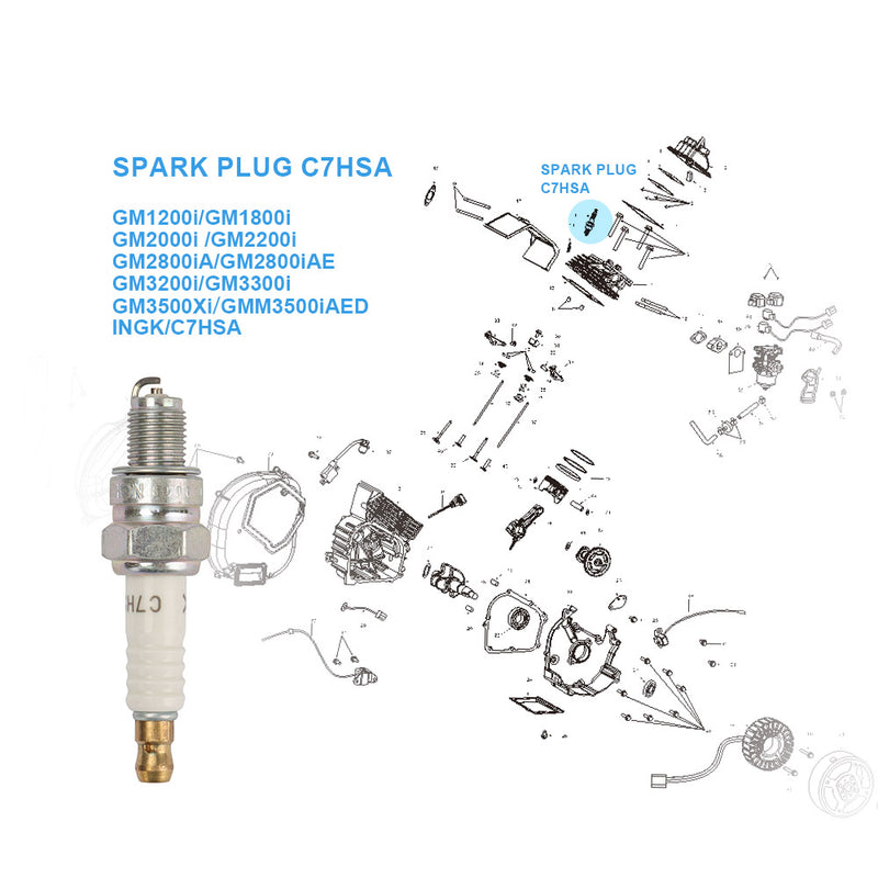 Load image into Gallery viewer, NGK/C7HSA SPARK PLUG Replace for 79CC 98CC 145CC 4-Strock OHV GENMAX Engine Generators GM1200i GM2000i GM2200i GM2800iAE GM3200i GM3300i GM3500iAED GM3500iAD GM3500Xi  MXR3500 MXR3500S  &amp; Other Small Engines (Pack of 1) 
