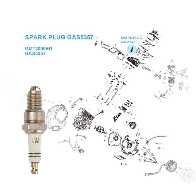 Load image into Gallery viewer, GAS 5357 SPARK PLUG Replace for GENMAX Dual Fuel Generator GM12000ED (Pack of 1)
